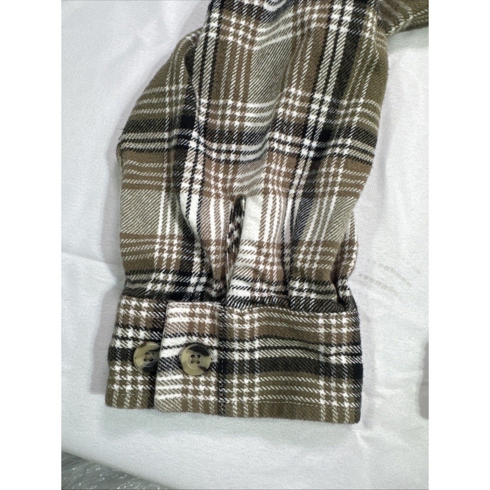 Brixton Women's Plaid Flannel Button Up Shirt Medium Olive Brown Long Sleeve M - Picture 5 of 8